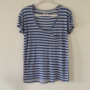 Madewell Blue and Grey Stripe Relaxed Pocket T-shirt - Small